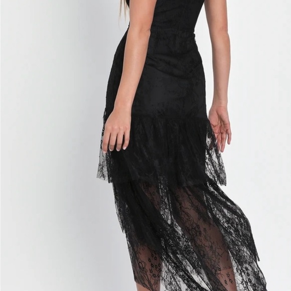 Lulu's NWT High Low Dress Tiered Black Dress Size Medium - Picture 2 of 13